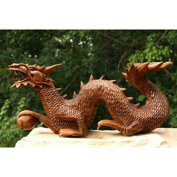 G6 COLLECTION 11 Wooden Handmade Wall Hanging Dragon Statue Sculpture Handcrafted Gift Art Decorative Home Decor Figurine Accent Decoration Artwork Hand Carved Wall Dragon 
